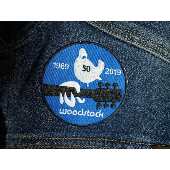 Eddie Bauer Denim Jean Jacket Patches Women XL Biker Bike Week Bands Beer - Picture 7 of 16